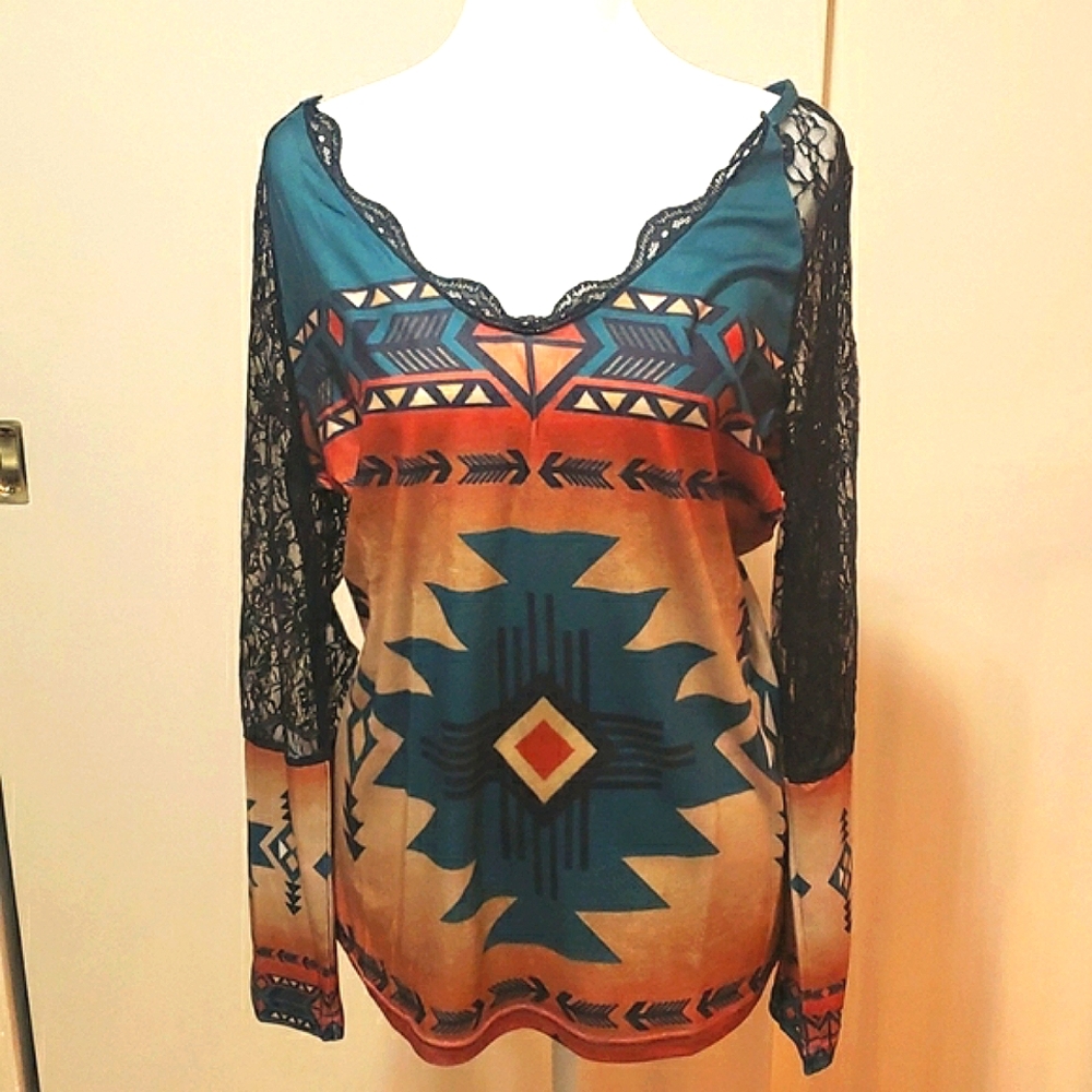 Western Style top Fits Med